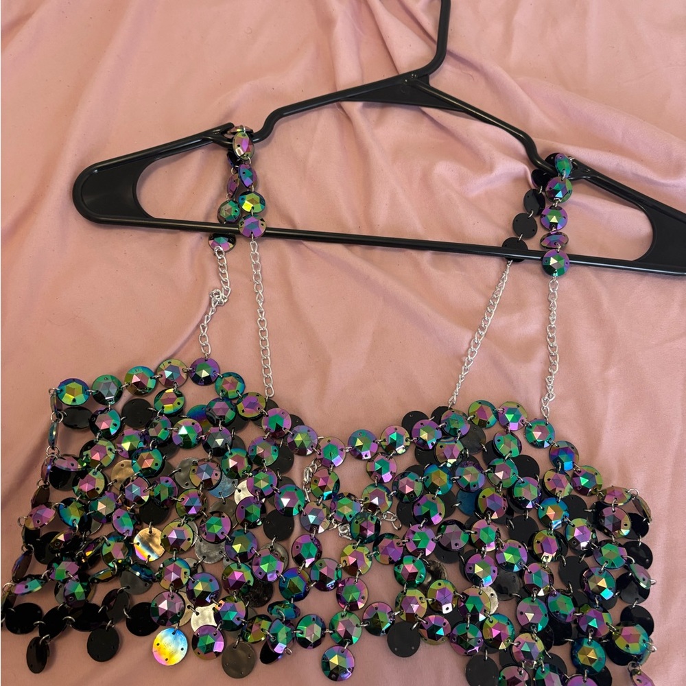 Chained Sequin top